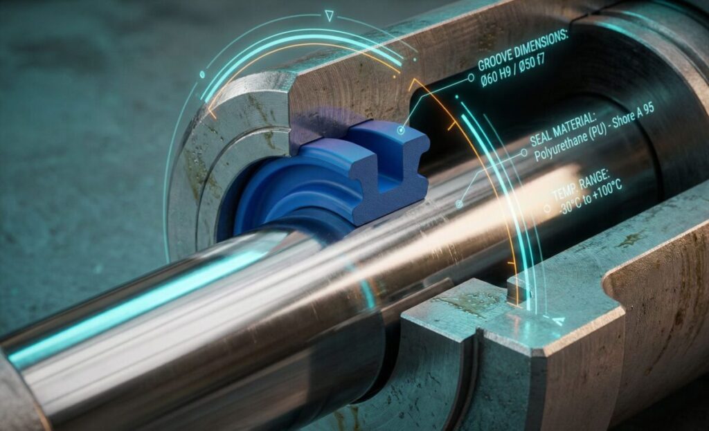 고성능 유압 로드 씰 재질 근접 이미지