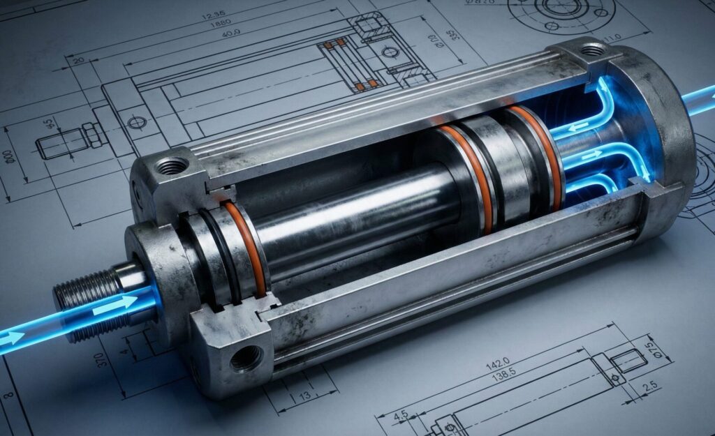 공압 실린더 단면도
