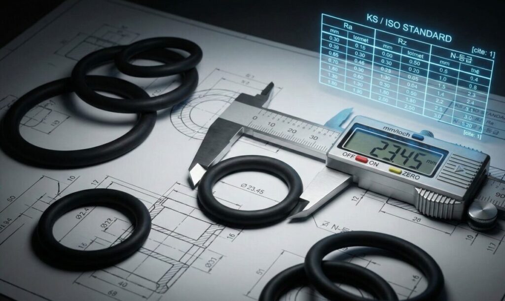 오링의 내경과 선경 치수를 나타내는 단면도