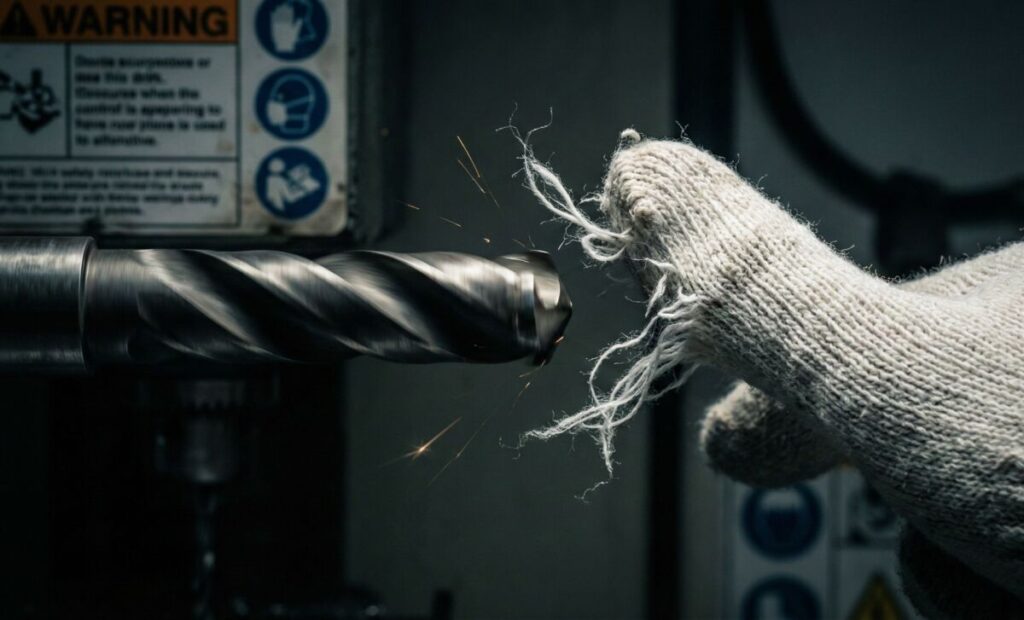 드릴에 말린 장갑